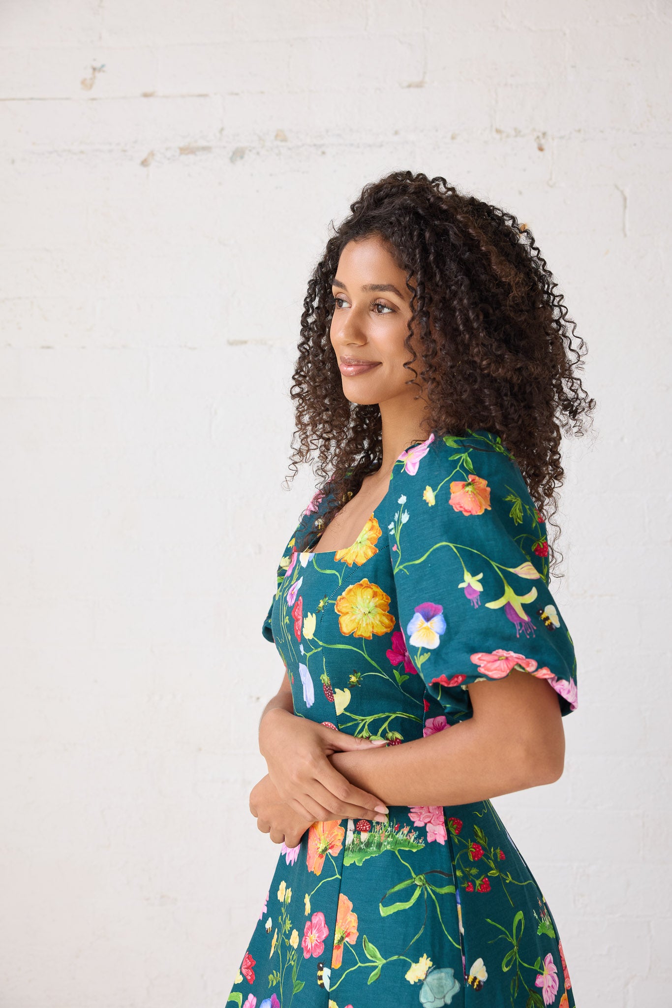 Lila Dreamscape Midi Dress- Forest Green