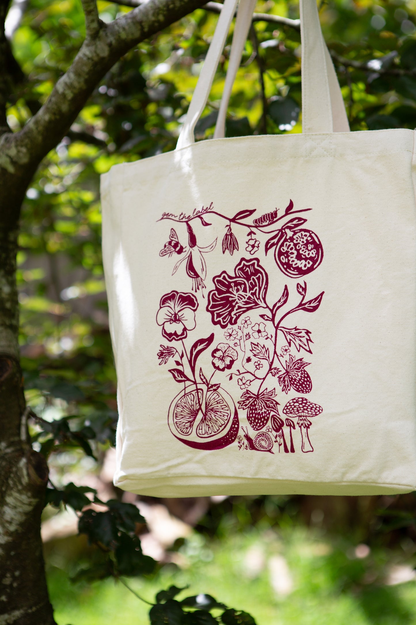 Raspberry Dreamscape Screen-printed Tote