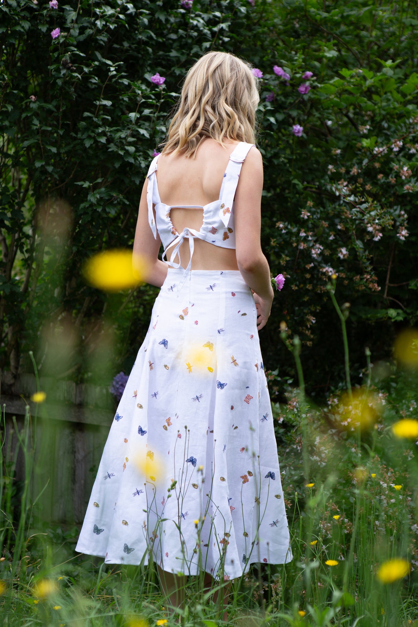 Abi Midi Skirt- Garden Friends Linen