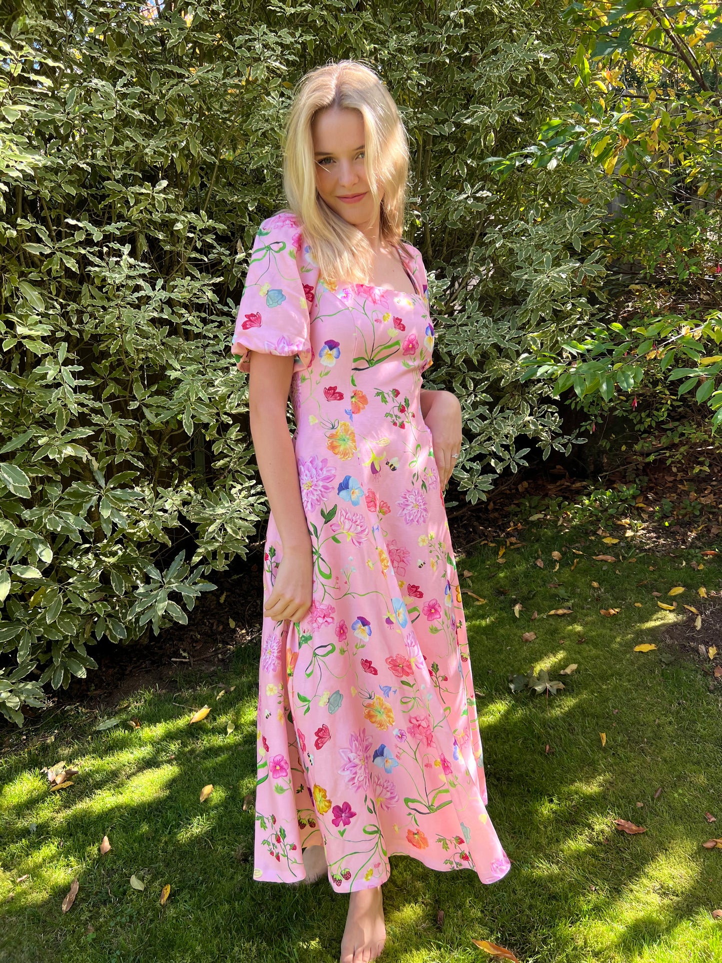 Lila Dreamscape Midi Dress- Rosy Pink