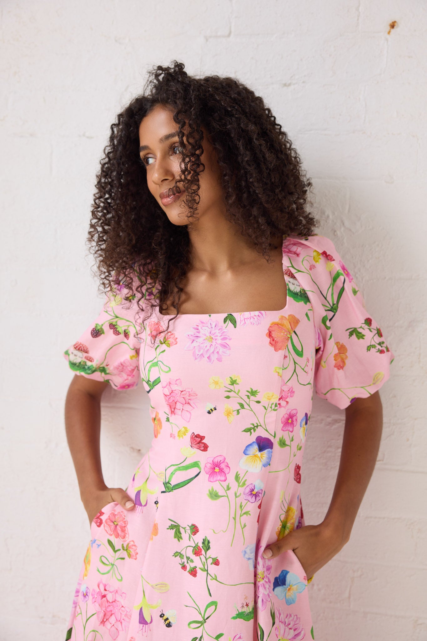 Lila Dreamscape Midi Dress- Rosy Pink