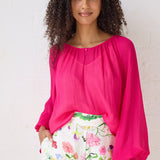 Audrey Fuchsia Silk Blouse