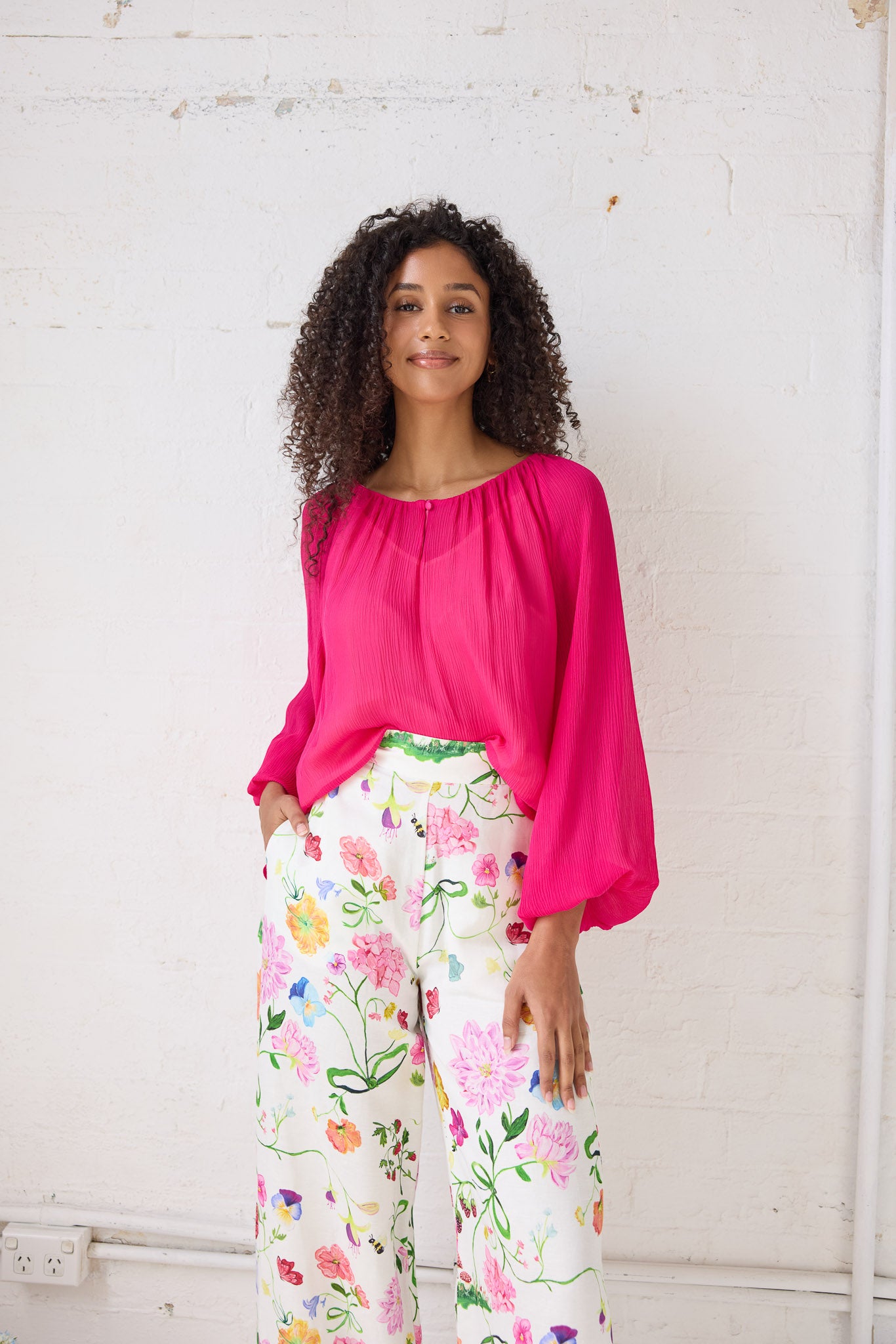 Audrey Fuchsia Silk Blouse
