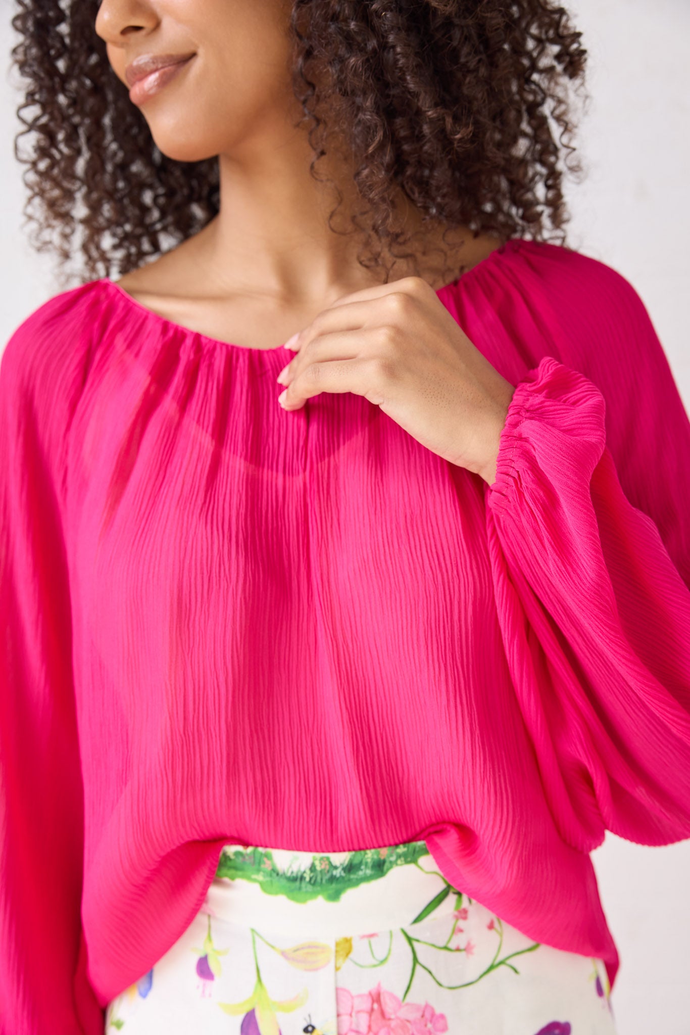Audrey Fuchsia Silk Blouse