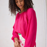 Audrey Fuchsia Silk Blouse