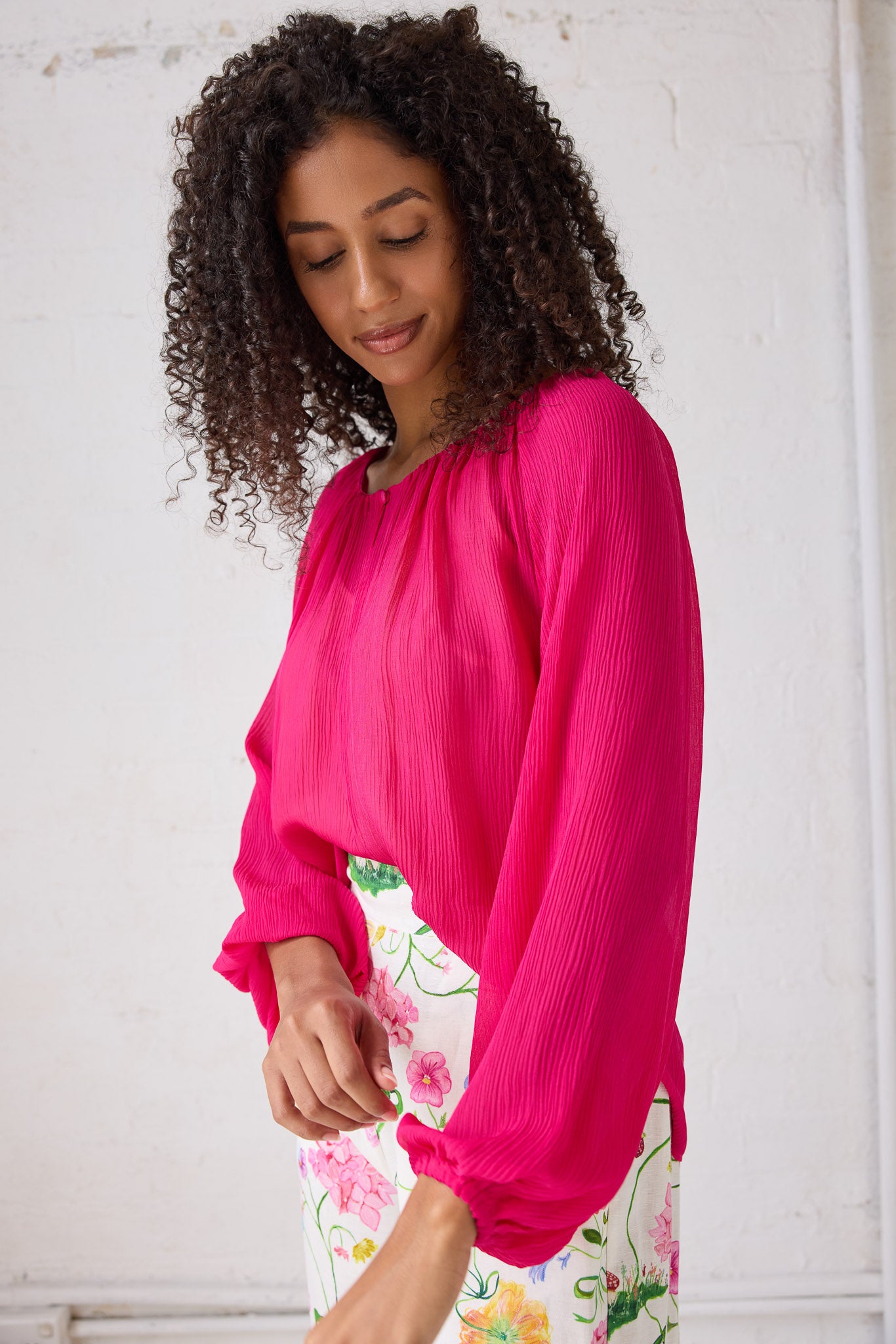 Audrey Fuchsia Silk Blouse