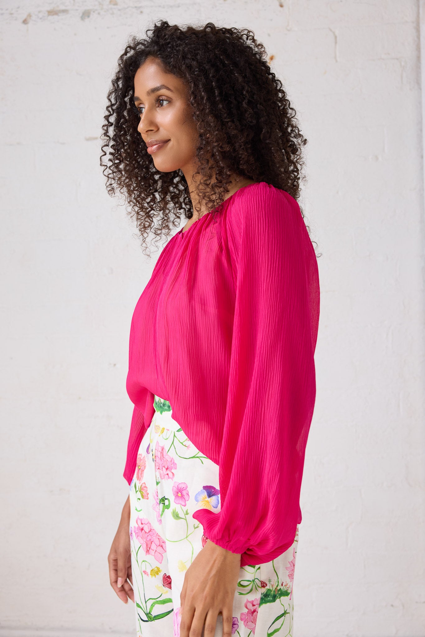 Audrey Fuchsia Silk Blouse