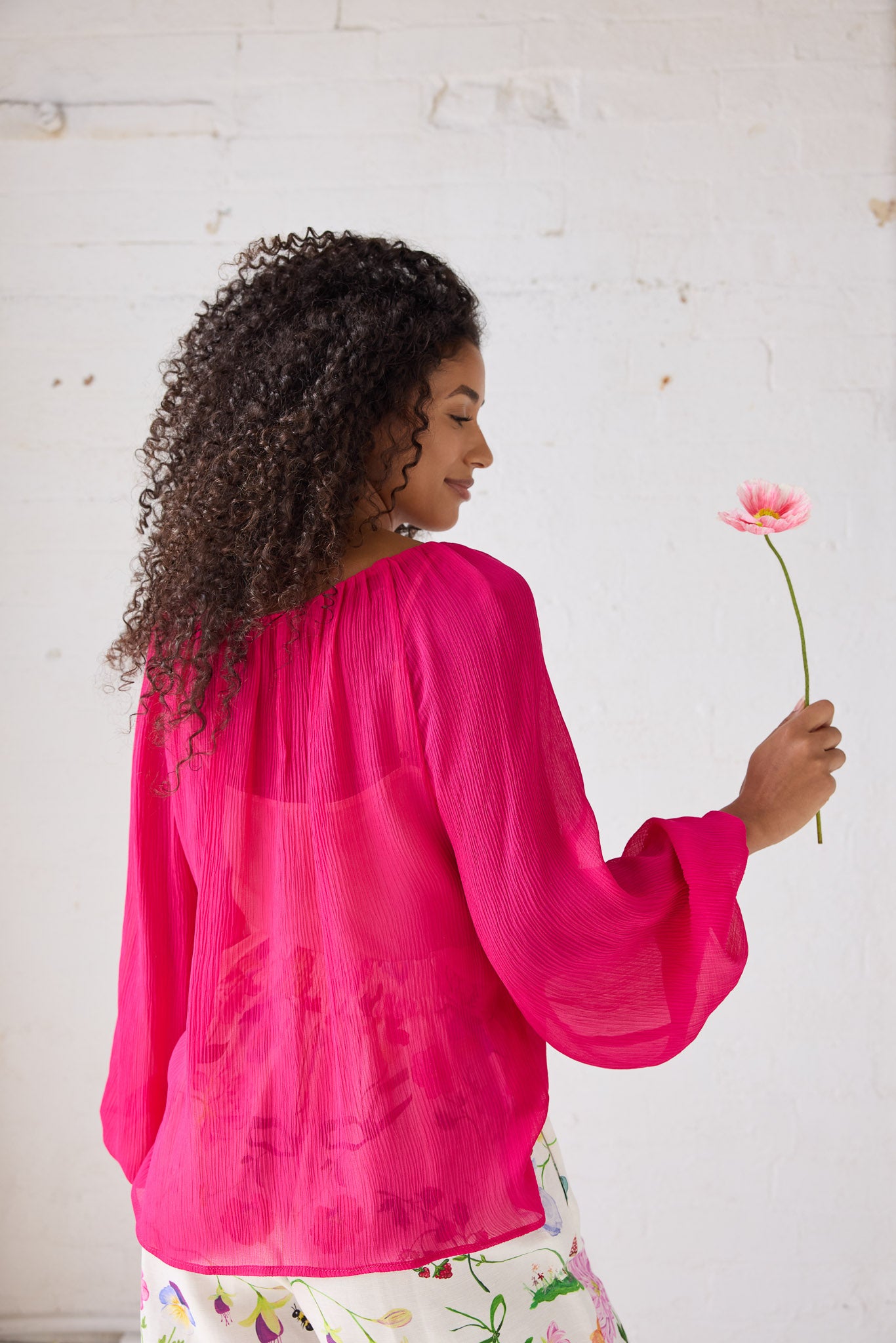 Audrey Fuchsia Silk Blouse