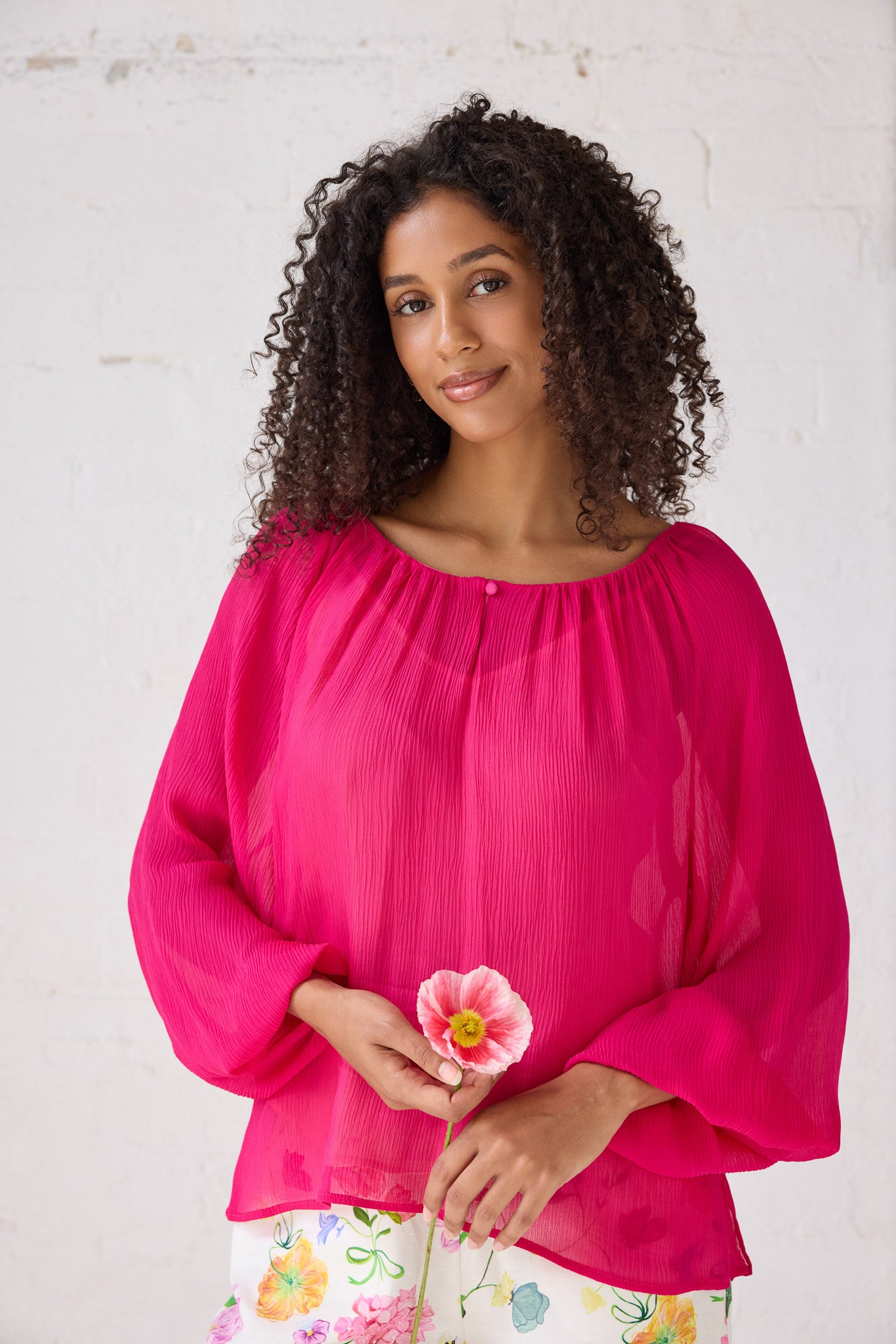 Audrey Fuchsia Silk Blouse