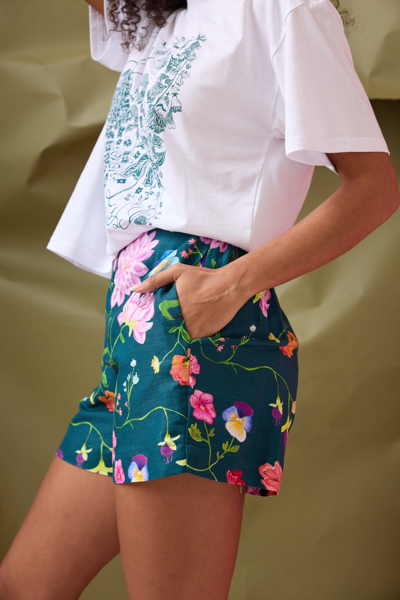 Novie Dreamscape Shorts- Forest Green