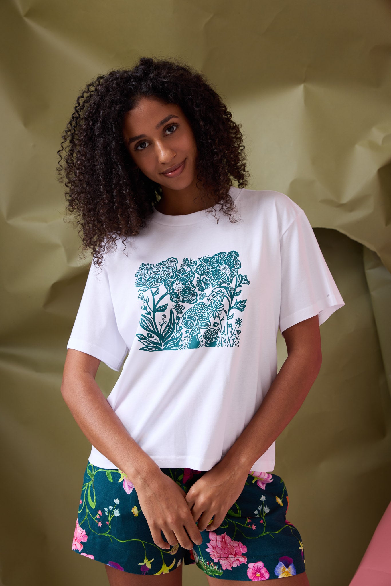 Flora Tee- Forest Green