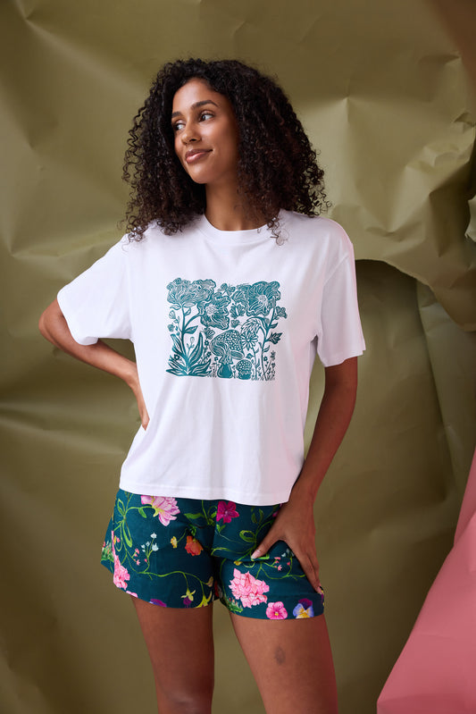 Flora Tee- Forest Green