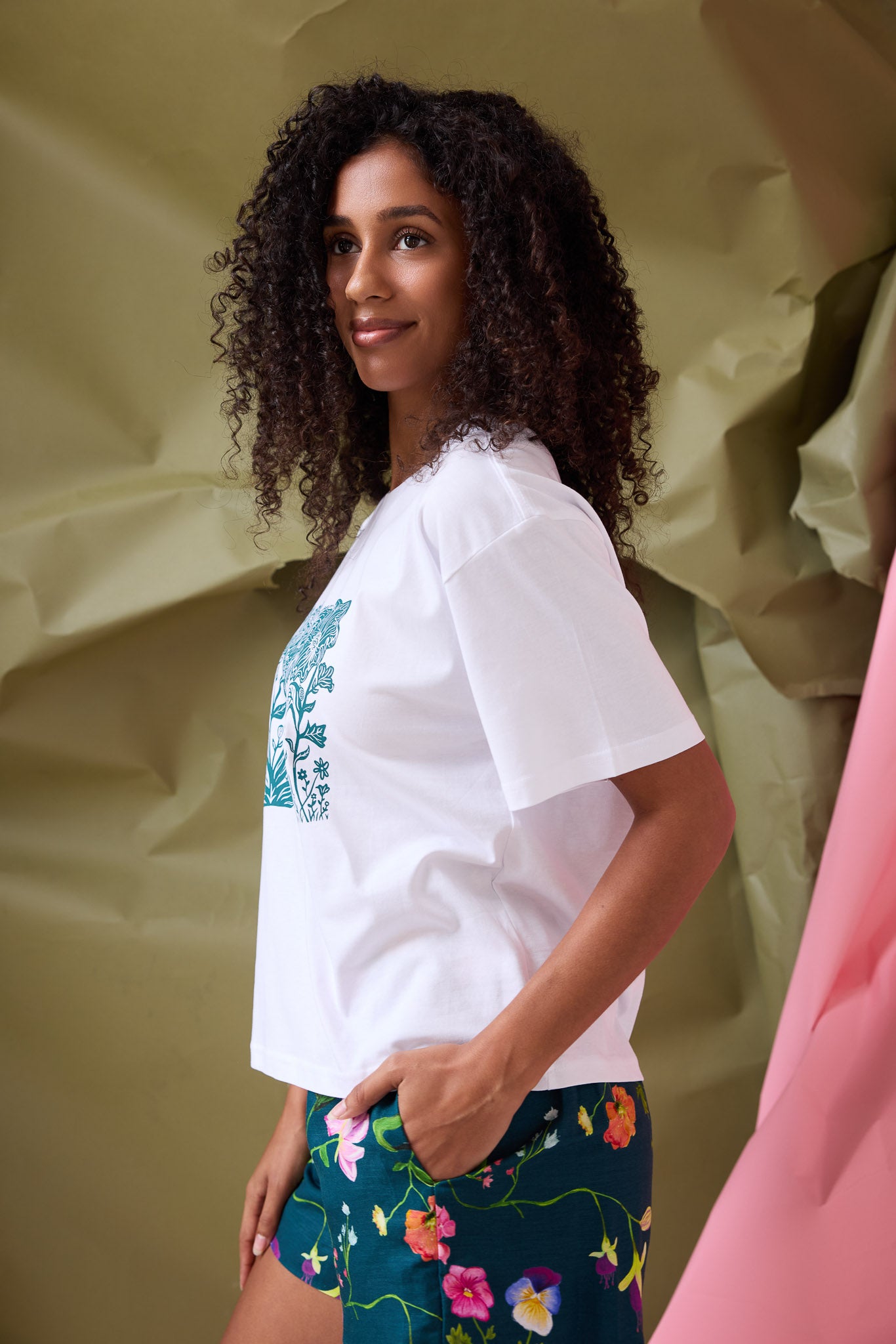 Flora Tee- Forest Green