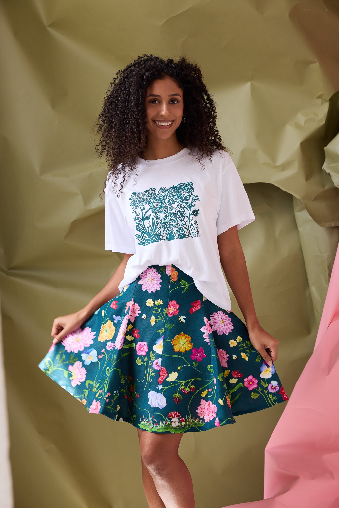 Lola Dreamscape Mini Skirt- Forest Green