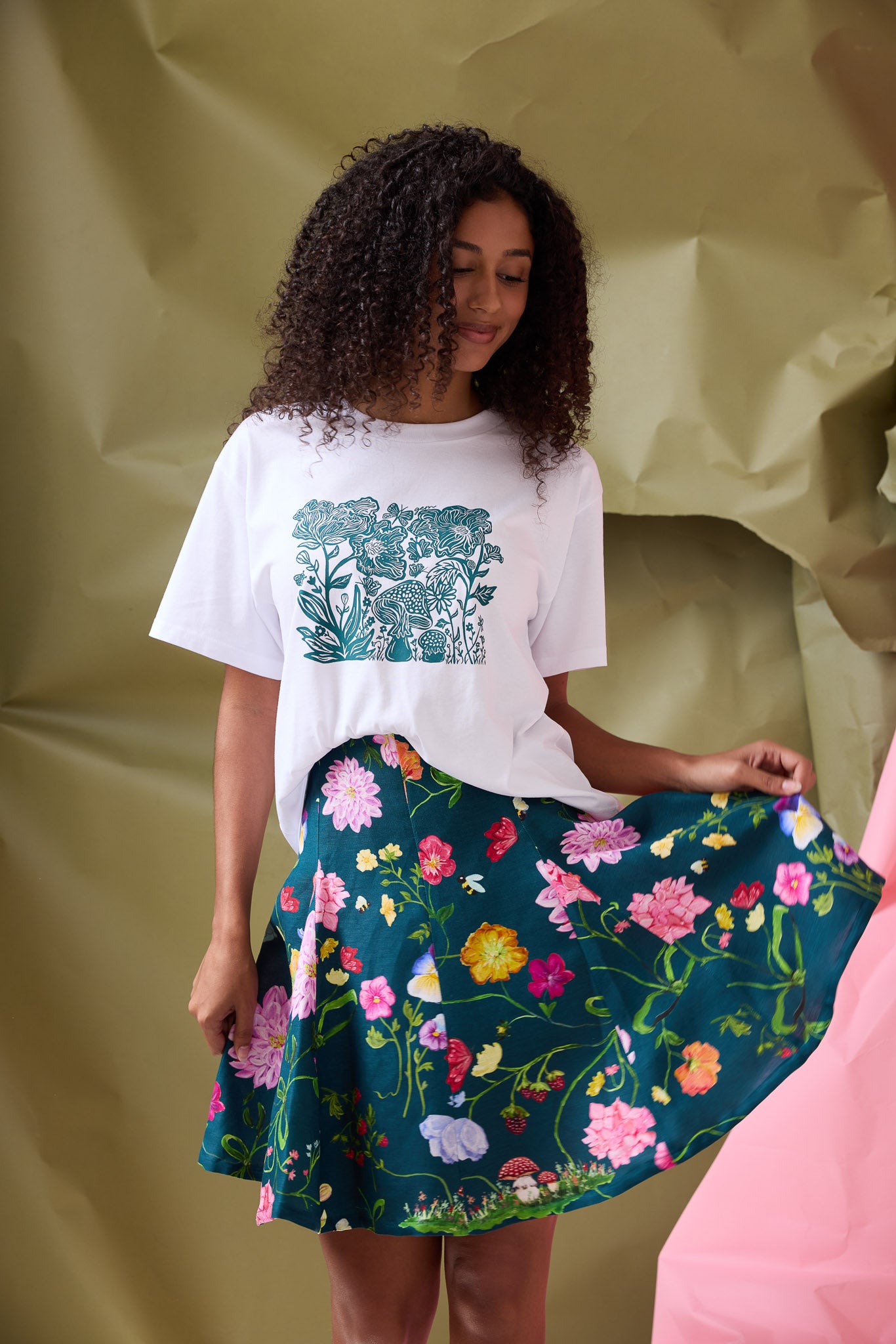 Lola Dreamscape Mini Skirt- Forest Green