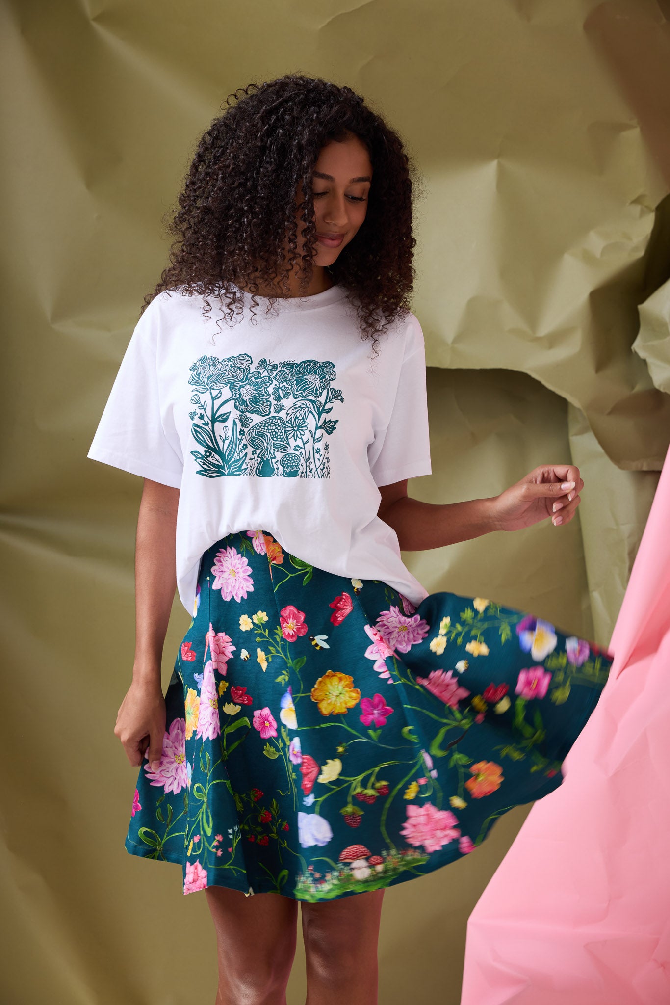 Lola Dreamscape Mini Skirt- Forest Green