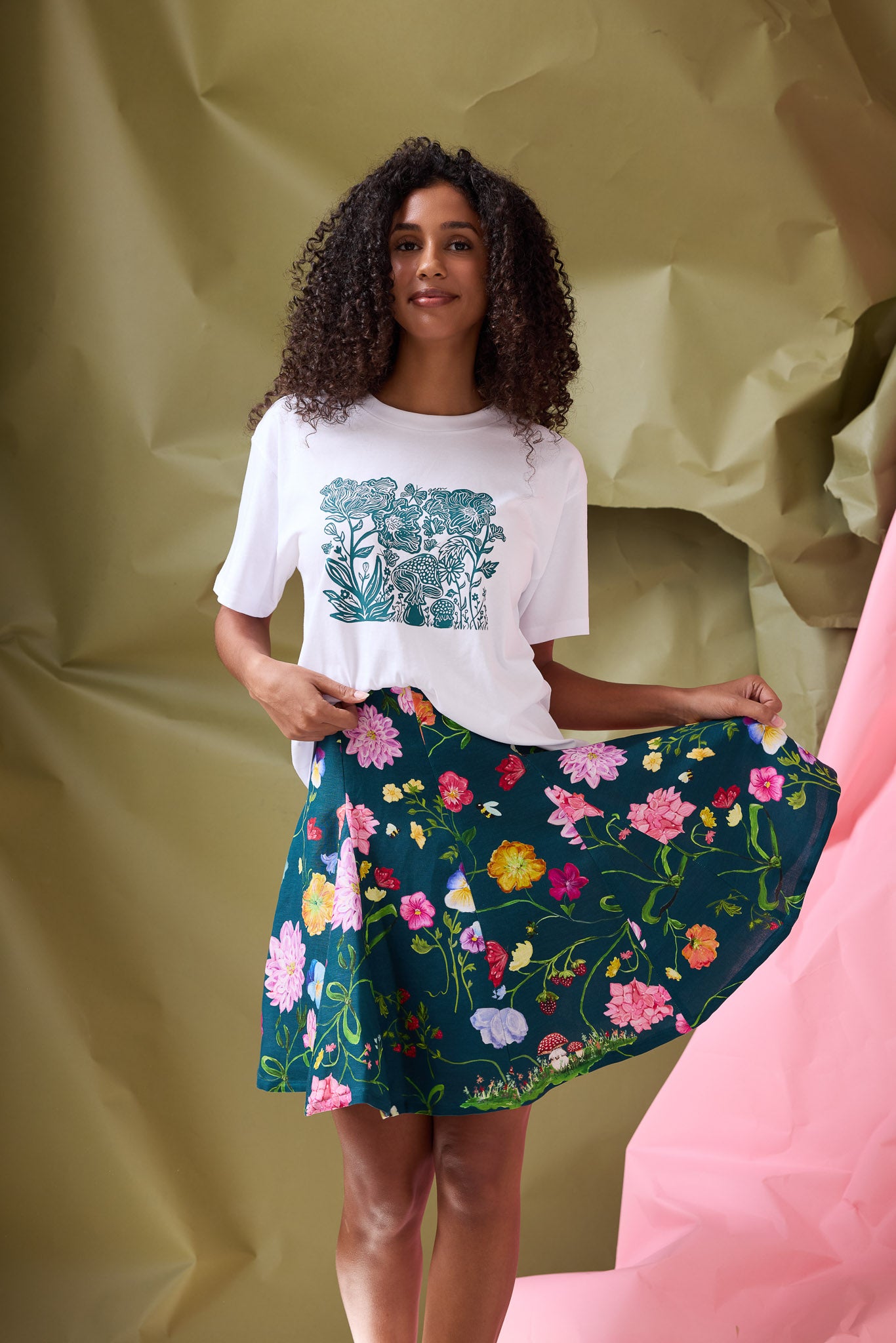 Lola Dreamscape Mini Skirt- Forest Green