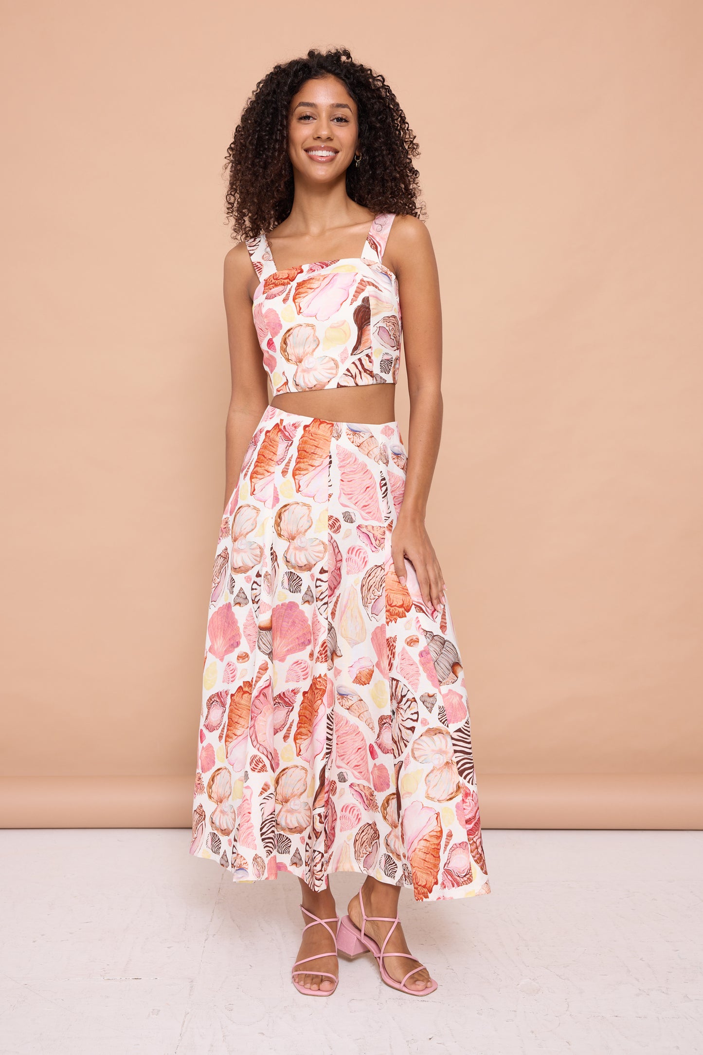 Abi Midi Skirt - White Seashell