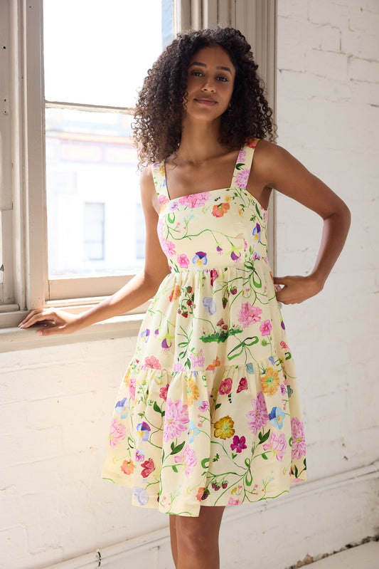 Dreamscape Ginny Tiered Mini Dress - Butter Yellow
