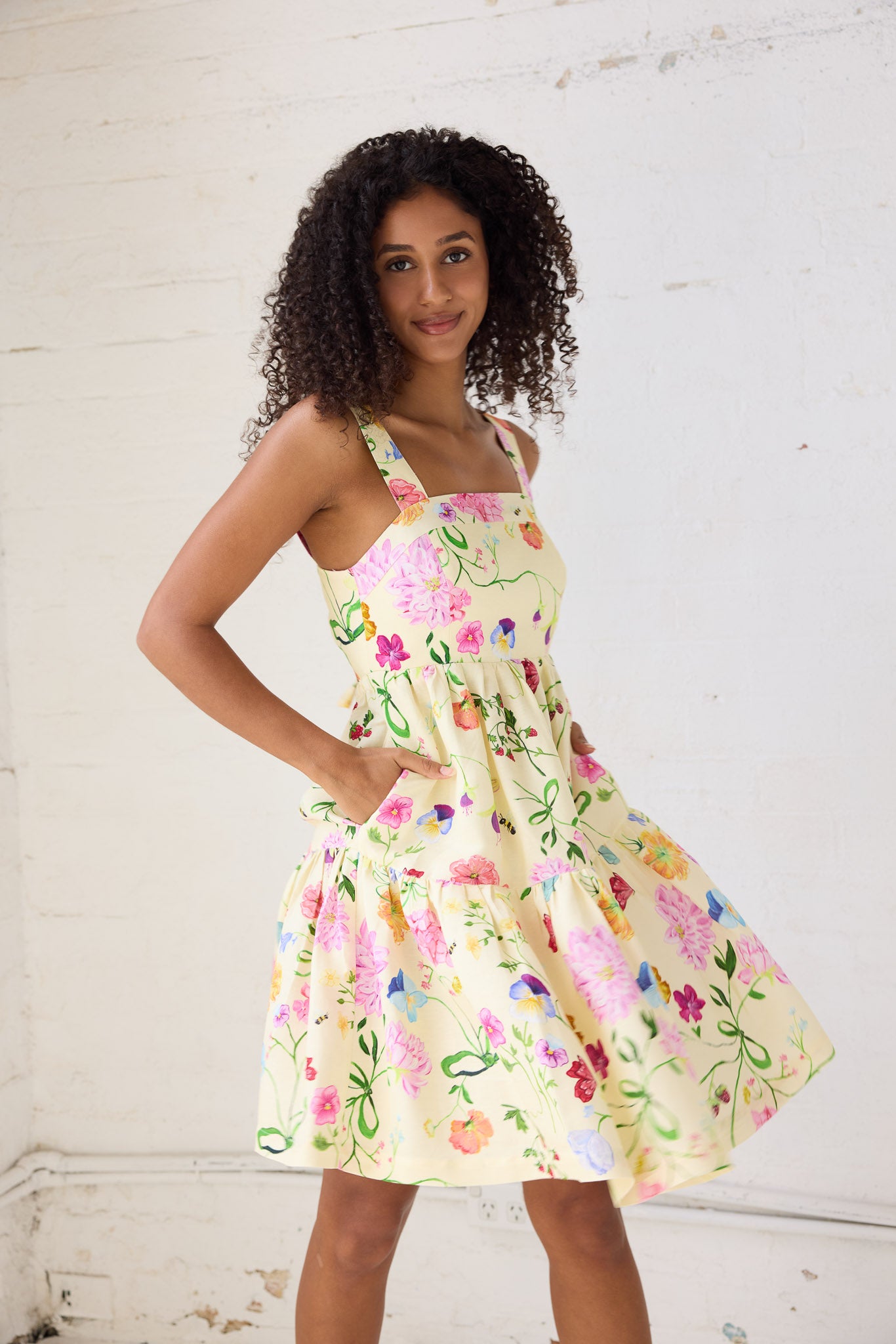 Dreamscape Ginny Tiered Mini Dress - Butter Yellow