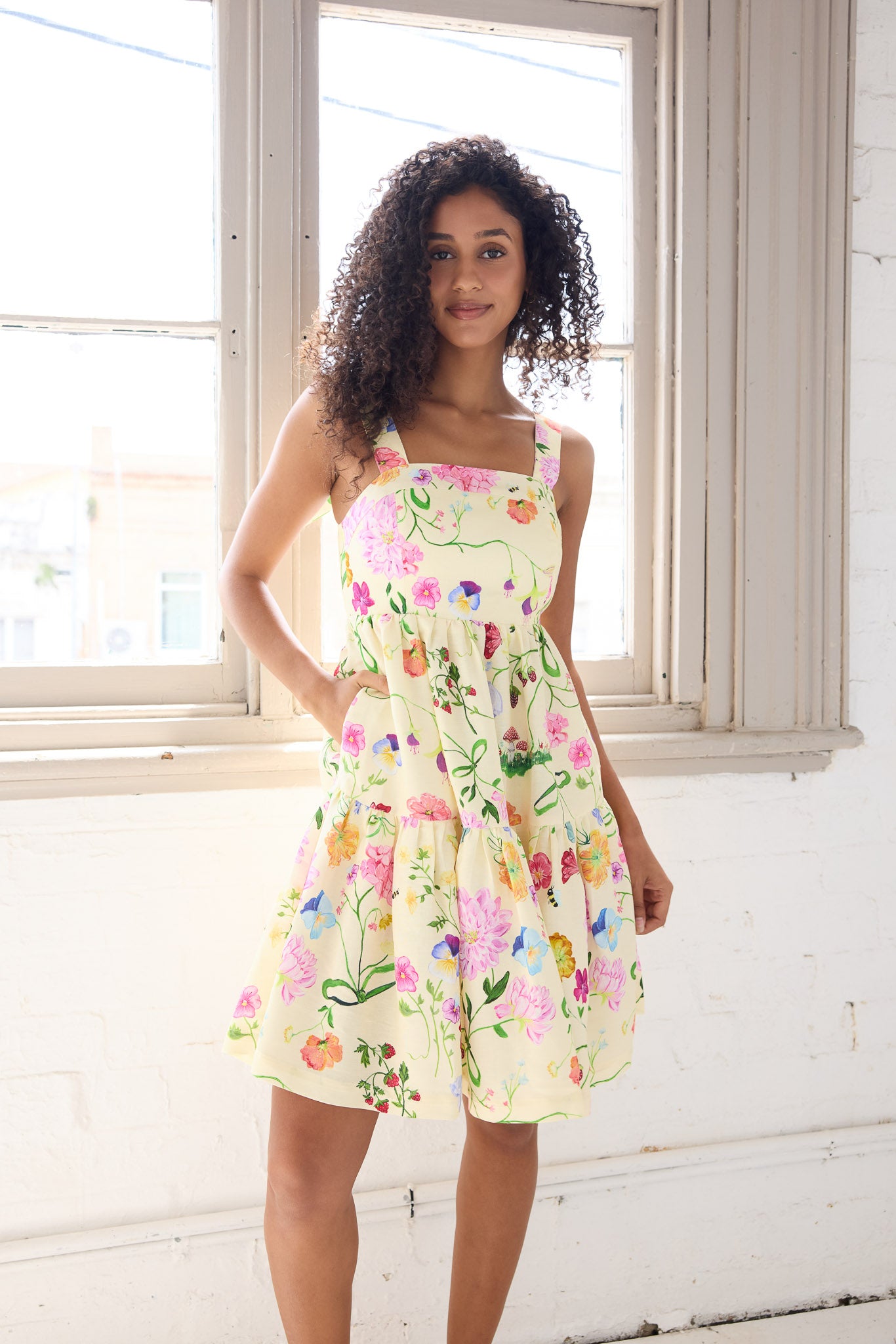 Dreamscape Ginny Tiered Mini Dress - Butter Yellow