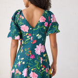 Lila Dreamscape Midi Dress- Forest Green