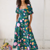 Lila Dreamscape Midi Dress- Forest Green