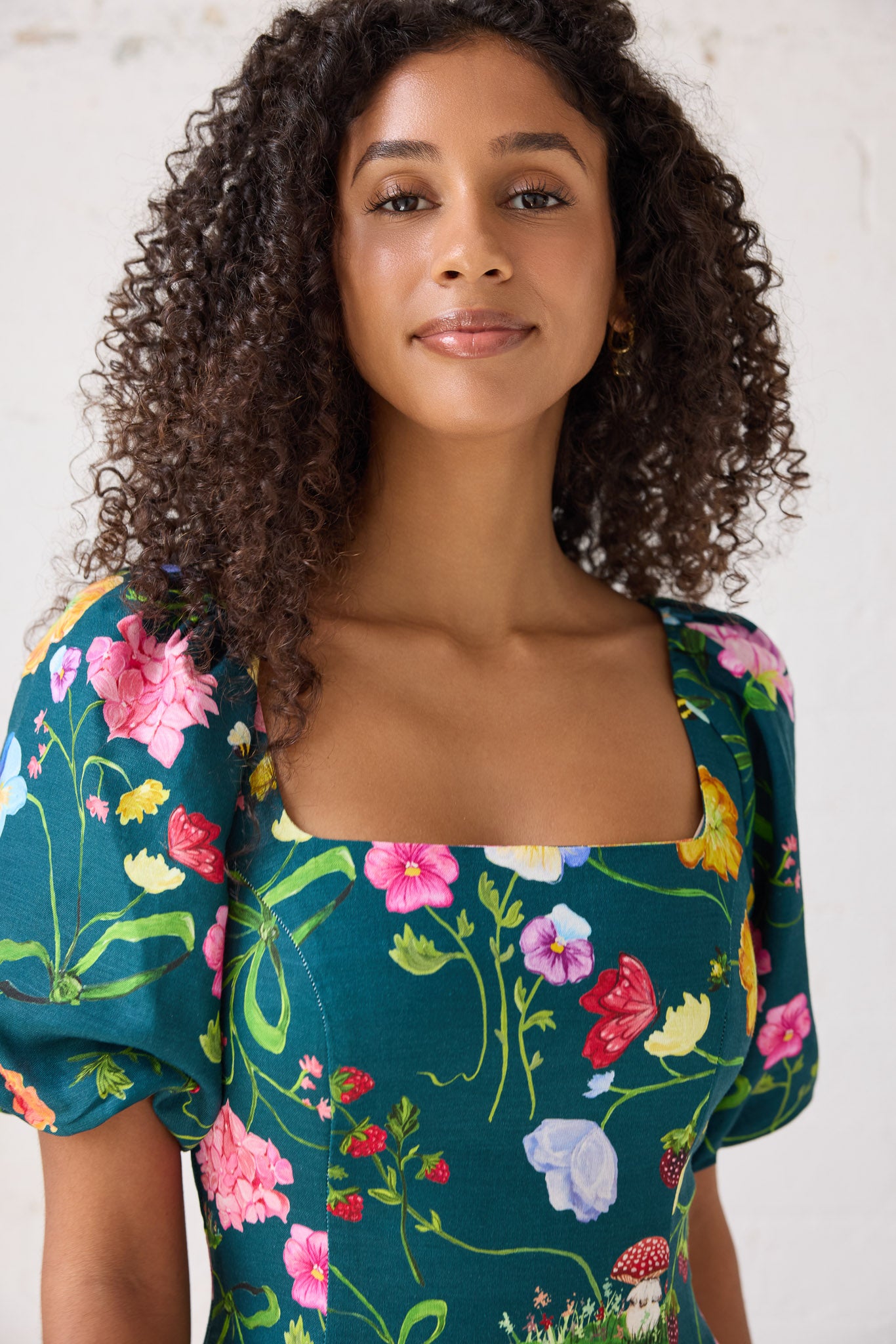 Lila Dreamscape Midi Dress- Forest Green