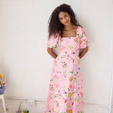 Lila Dreamscape Midi Dress- Rosy Pink