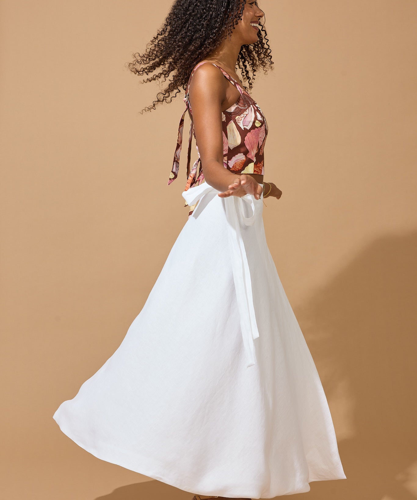 Lola Wrap Skirt - White Linen