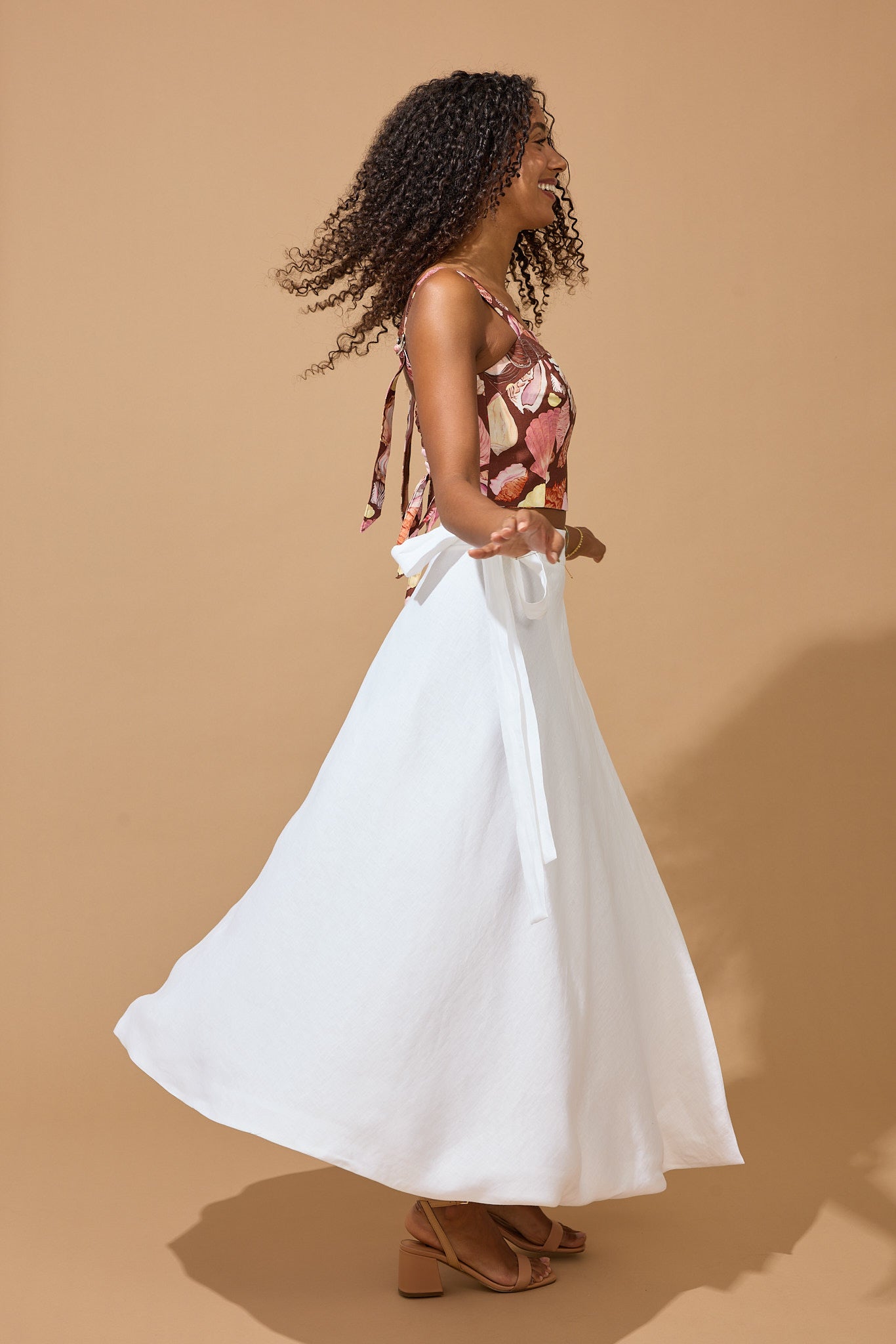 Lola Wrap Skirt - White Linen