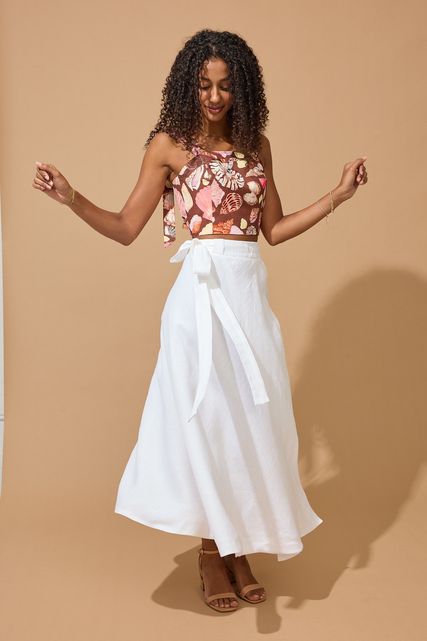 Lola Wrap Skirt - White Linen