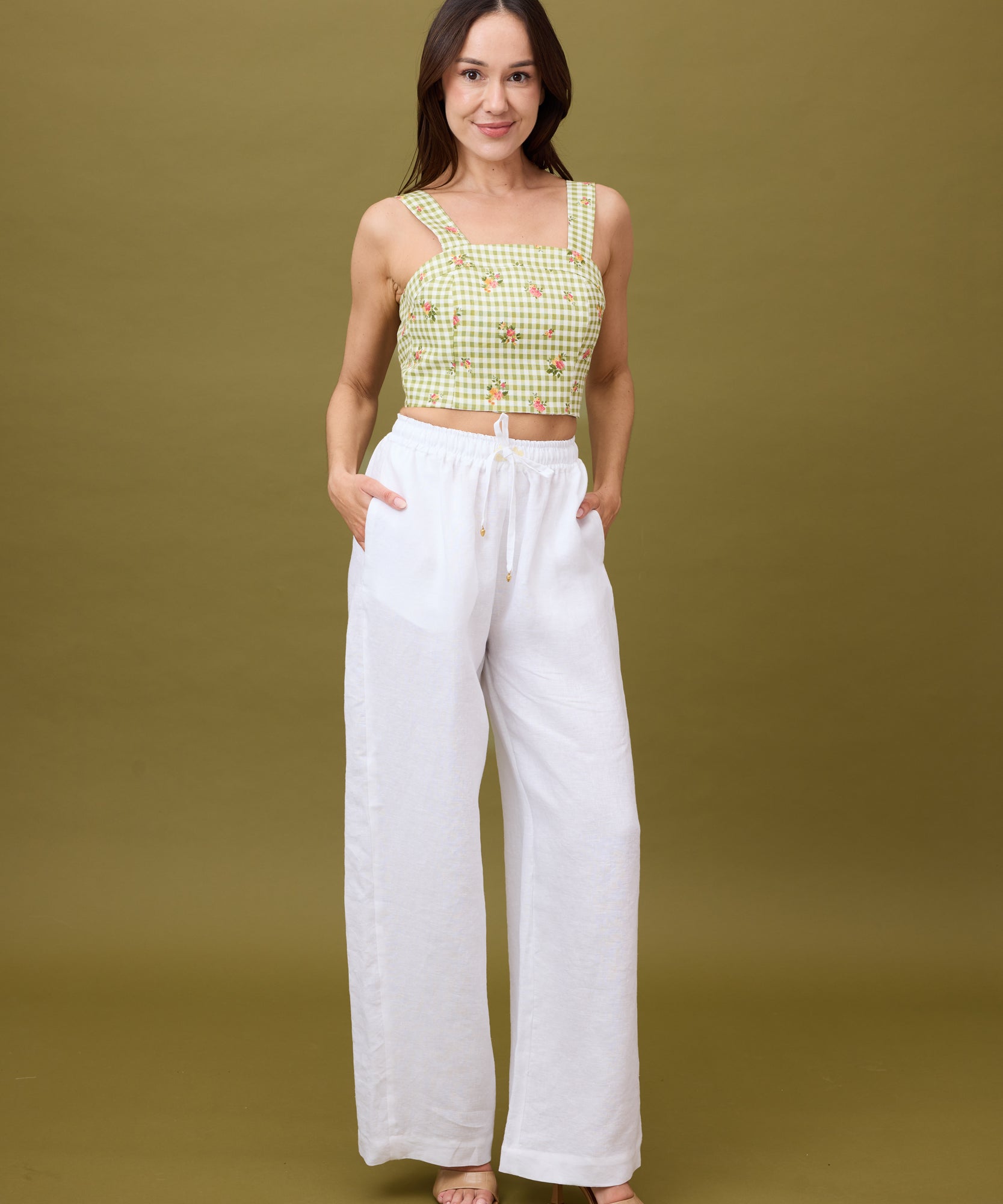 Lottie Crop - Picnic Linen