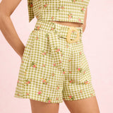 Stevie Belted Shorts - Picnic Linen