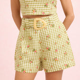 Stevie Belted Shorts - Picnic Linen