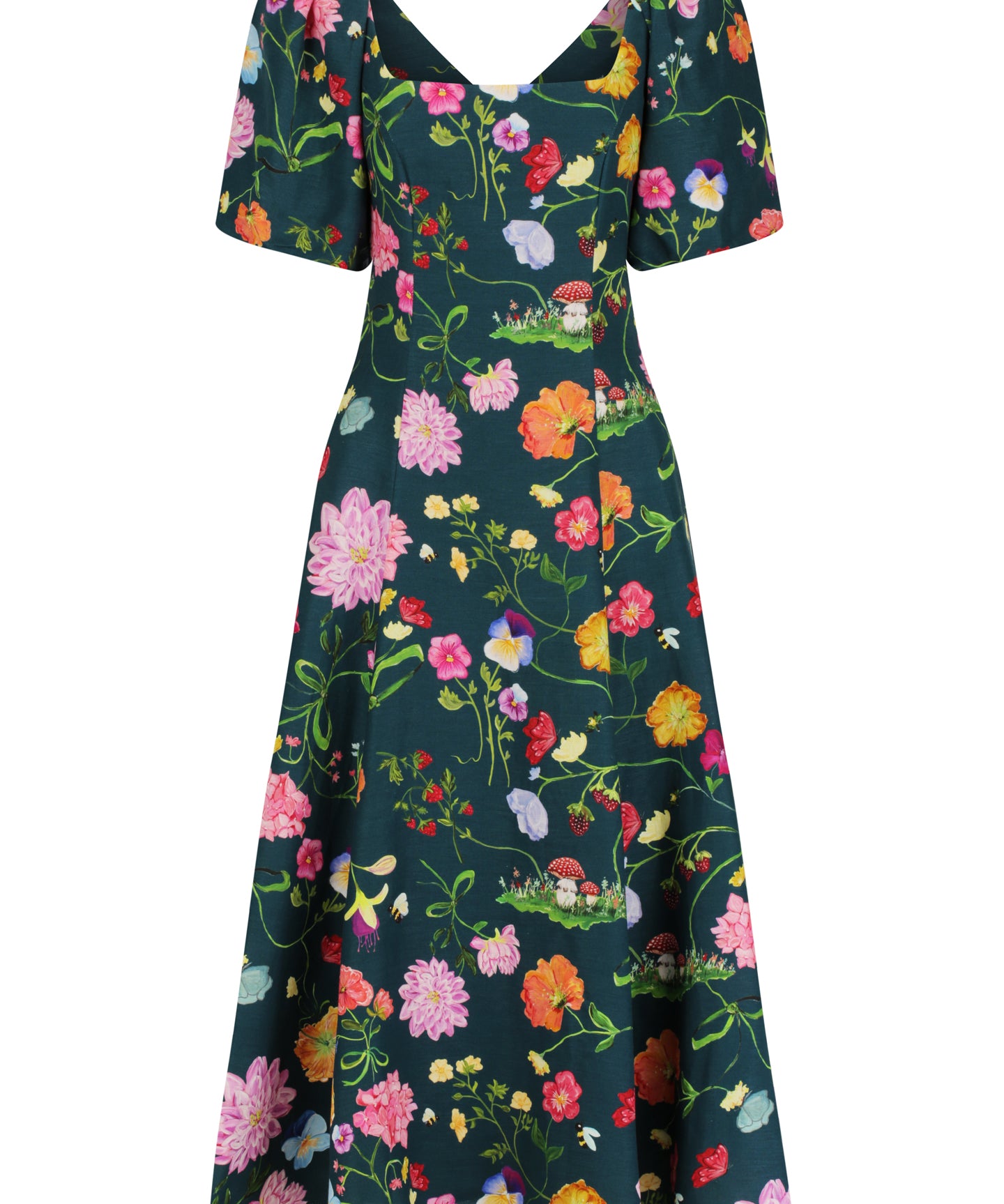 Lila Dreamscape Midi Dress- Forest Green
