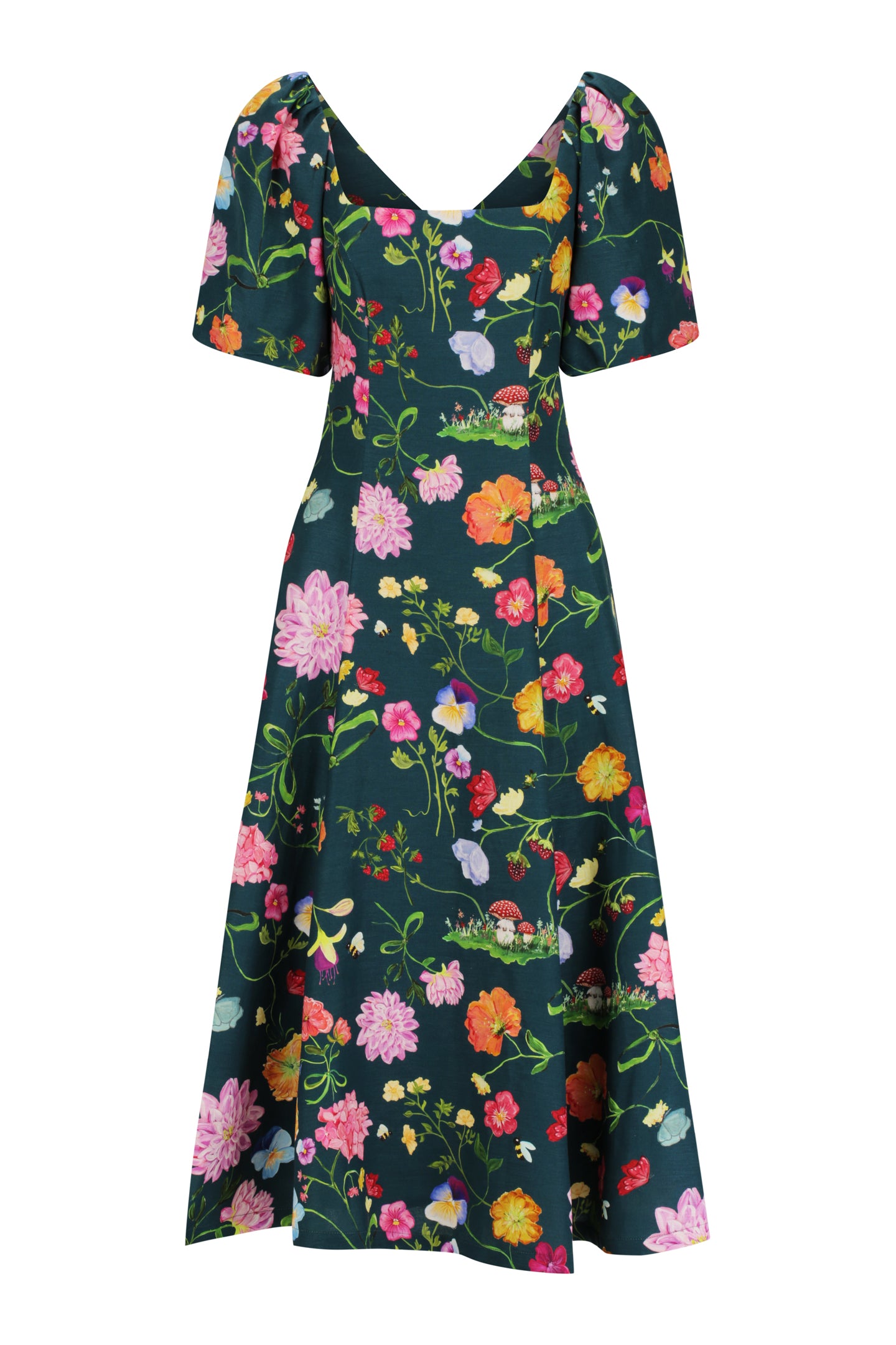 Lila Dreamscape Midi Dress- Forest Green