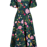 Lila Dreamscape Midi Dress- Forest Green