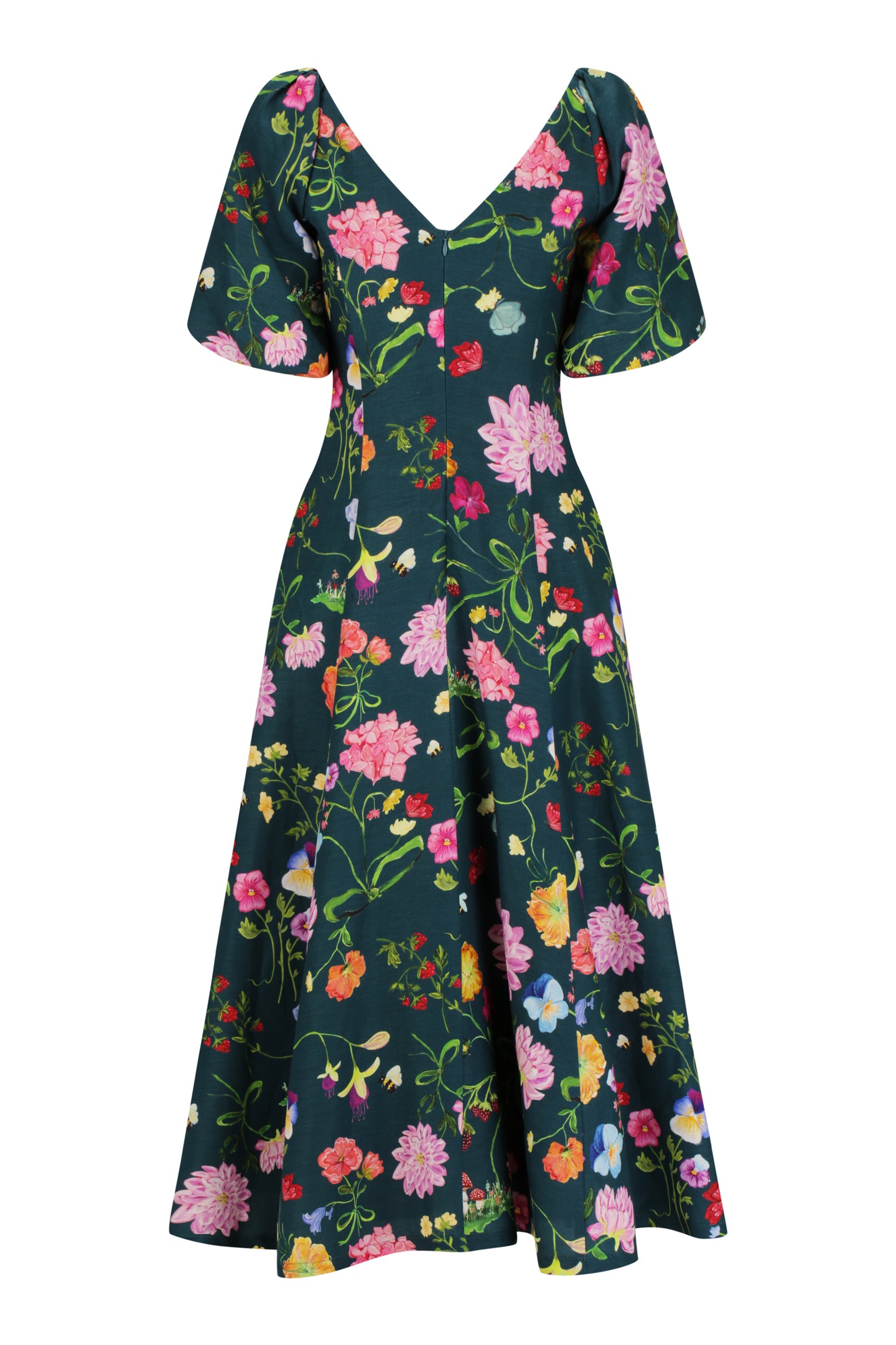 Lila Dreamscape Midi Dress- Forest Green