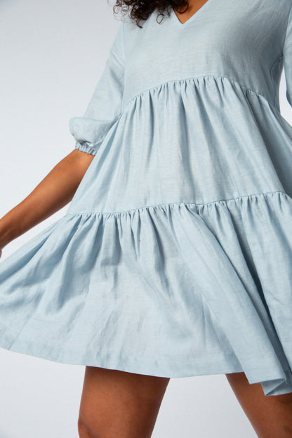 Anique Tiered Dress - Sky