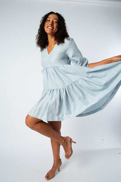 Anique Tiered Dress - Sky