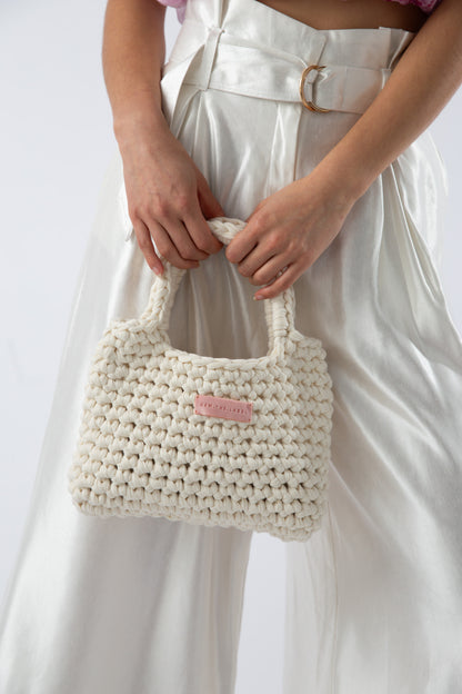 Lila Crochet Mini Bag - White