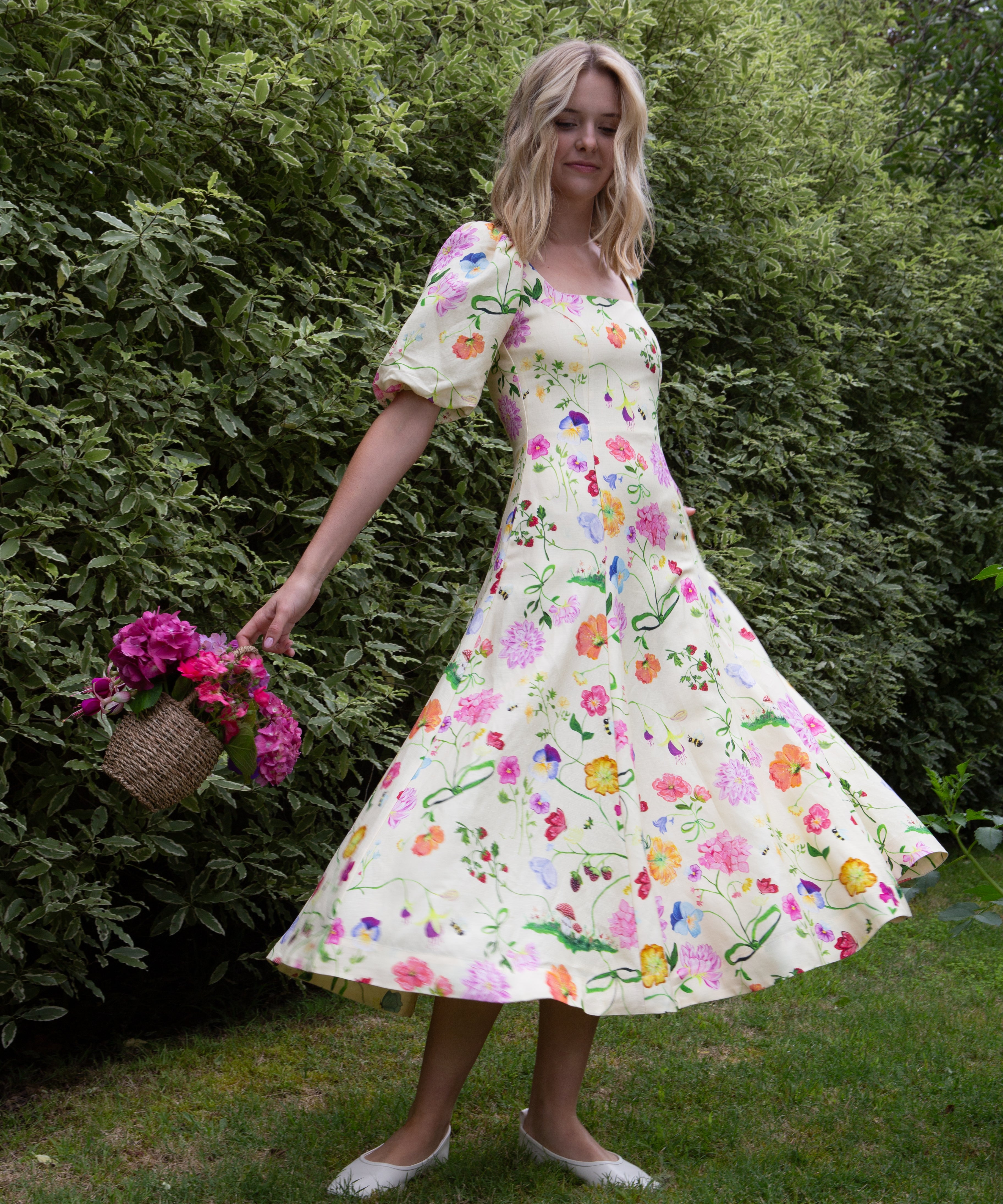 Lila Dreamscape Midi Dress- Butter Yellow