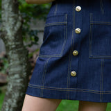 Fyn Denim Mini Skirt (blue embroidery)
