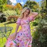 Lila Dreamscape Midi Dress- Rosy Pink