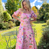 Lila Dreamscape Midi Dress- Rosy Pink