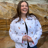 Quilted Jacket - Garden Friends Embroidered Linen