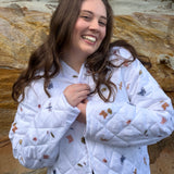 Quilted Jacket - Garden Friends Embroidered Linen