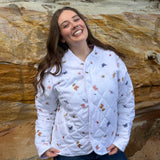Quilted Jacket - Garden Friends Embroidered Linen